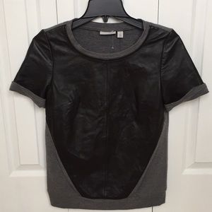 Women Halogen leather overlay shirt